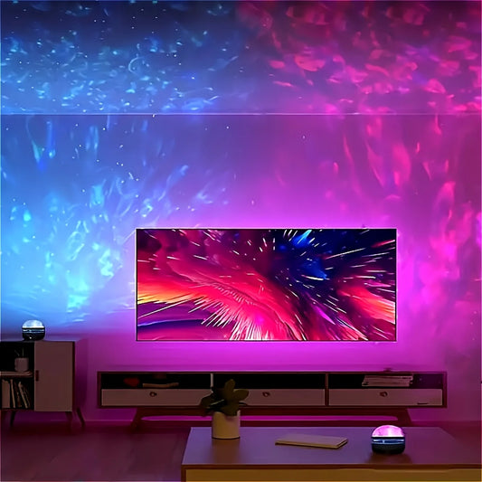 LED Water Ripple Projector Light β 7-Color Rotating Ambient Lamp with Remote