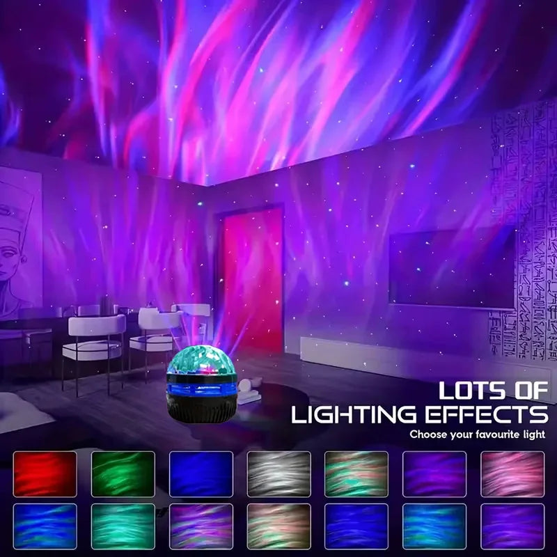 LED Water Ripple Projector Light – 7-Color Rotating Ambient Lamp with Remote