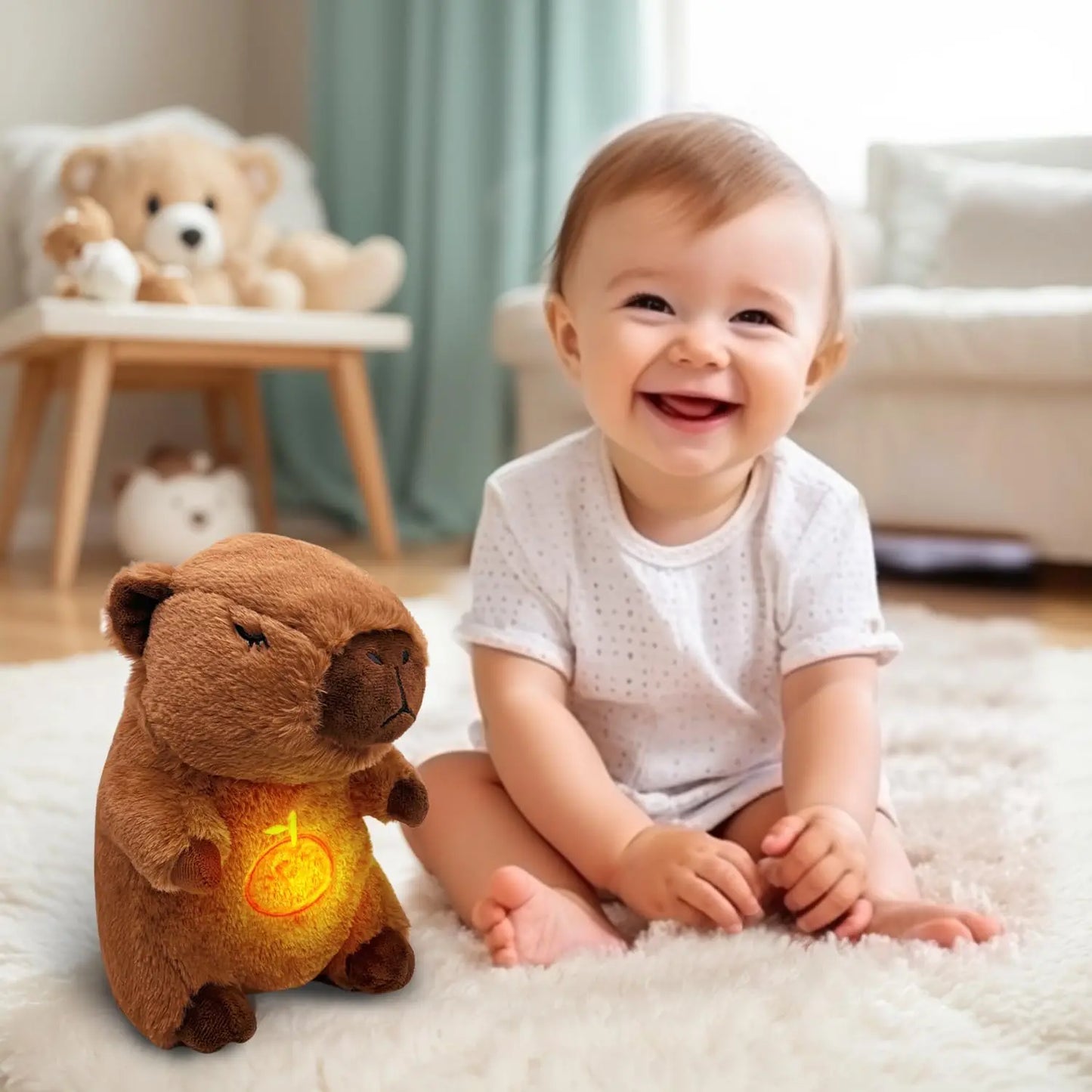 Breathing Capybara Plush – Soothing Sound & Light Sleep Toy