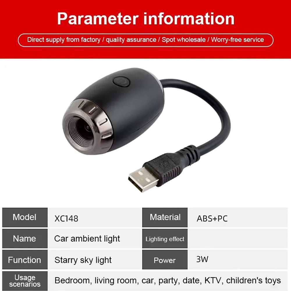 USB Galaxy Projector Light – LED Starry Ambient Interior Lamp