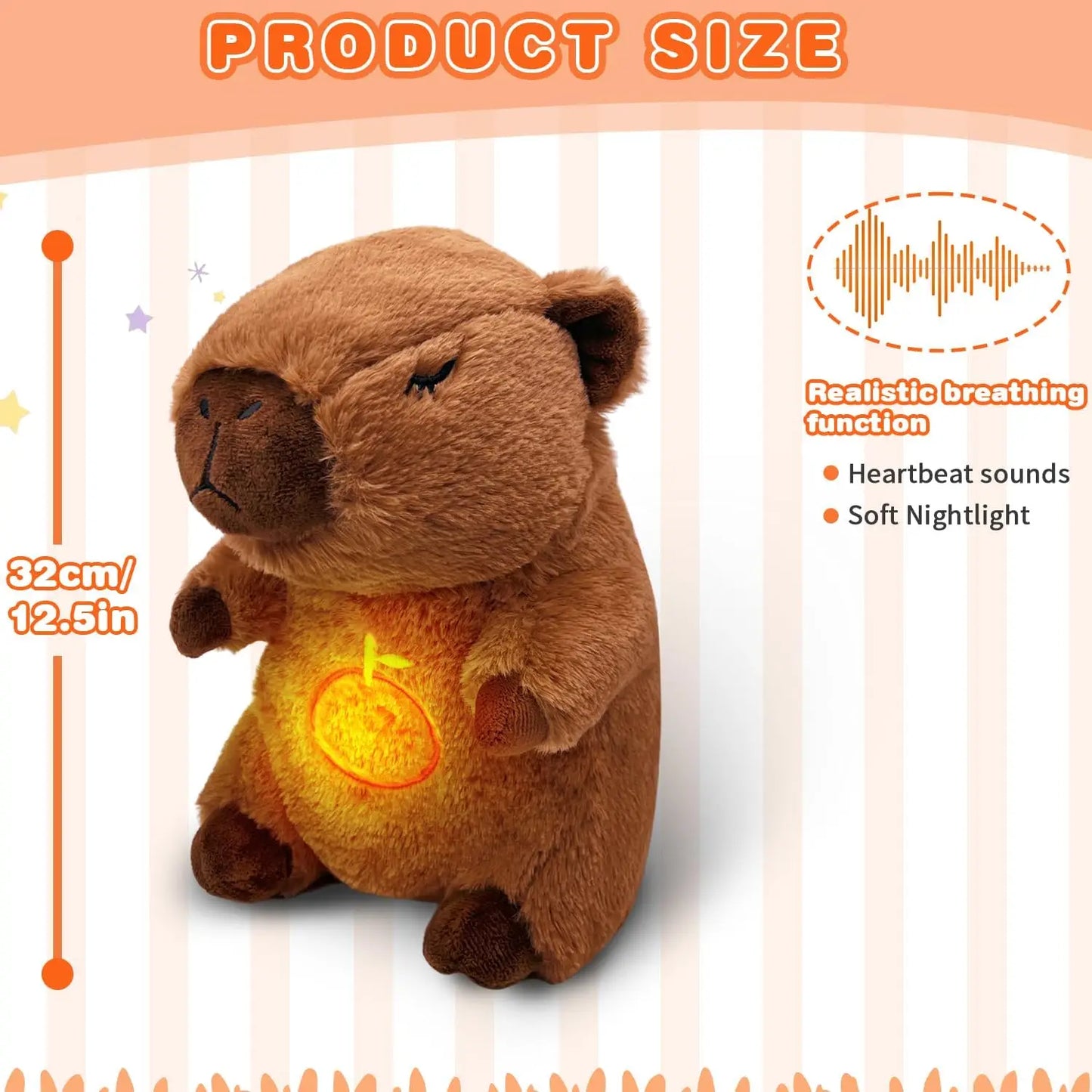Breathing Capybara Plush – Soothing Sound & Light Sleep Toy